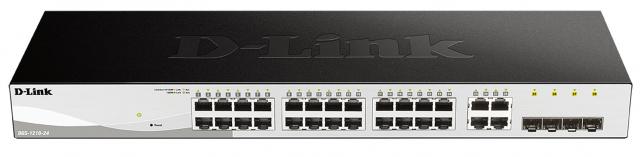 Суич D-Link DGS-1210-24, 24-портов 10/100/1000 Gigabit Smart Switch including 4 Combo 1000BaseT/SFP, управляем, за монтаж в шкаф 