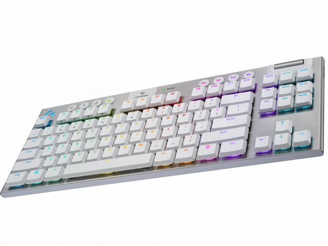 Безжична геймърска механична клавиатура Logitech, G915 TKL White Lightsync RGB, Tactile суичове 