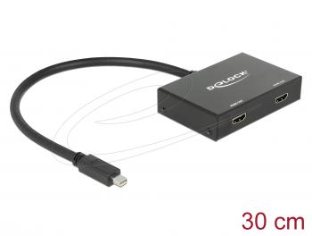 Delock Mini DisplayPort 1.2 Splitter 1 x mini DisplayPort in > 2 x HDMI out 4K