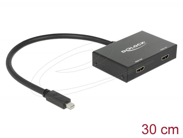 Delock Mini DisplayPort 1.2 Splitter 1 x mini DisplayPort in > 2 x HDMI out 4K 