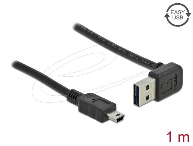 Delock Кабел EASY-USB 2.0 Type-A male angled up / down - USB 2.0 Type Mini-B male 1 m 