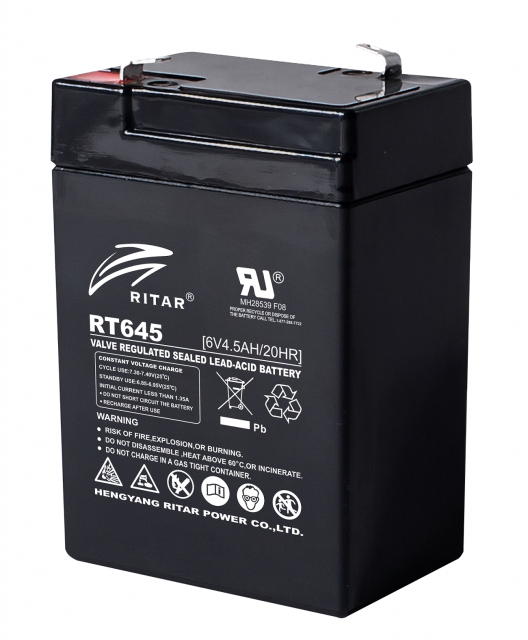 Lead Battery (RT645) AGM 6V / 4.5Ah - 70 / 47 / 99mm T1  RITAR 