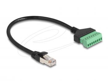 Delock Кабел RJ45 Cat.6 към Terminal Block адаптер, 30 cm, 2-части