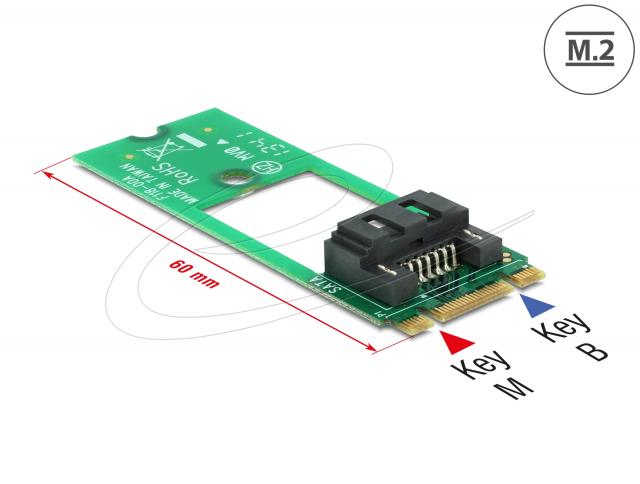 Delock Adapter M.2 Key B+M to SATA 7 pin - Form Factor 2260 