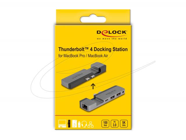 Delock Docking Station for MacBook Pro / MacBook Air Thunderbolt™ 4 with 5K Resolution / 100 W PD / 10 Gbps Hub / LAN / Audio 