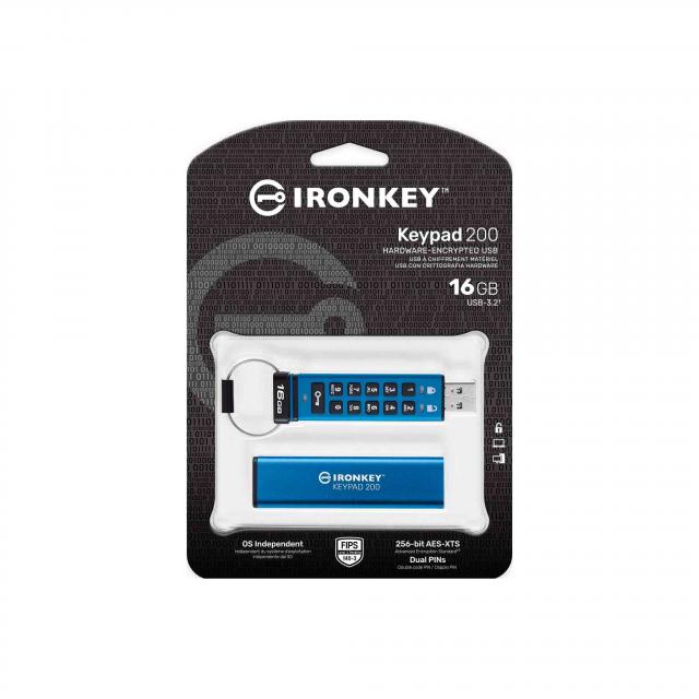 USB памет KINGSTON IronKey Keypad 200 - 16GB XTS-AES 256-bit 