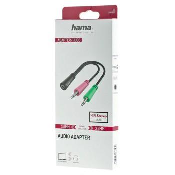 Жак адаптер HAMA, 3.5 mm жак женско - 2 x 3.5 mm жак мъжко, 10cm 