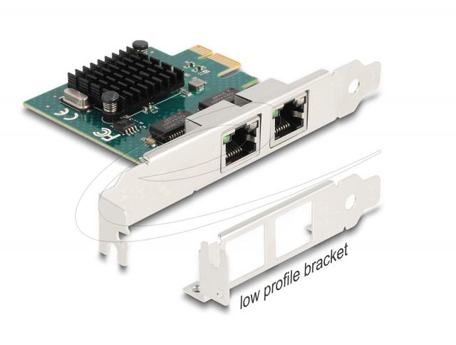 Delock PCI Express x1 Network Card Gigabit LAN 2 x RJ45 BCM 