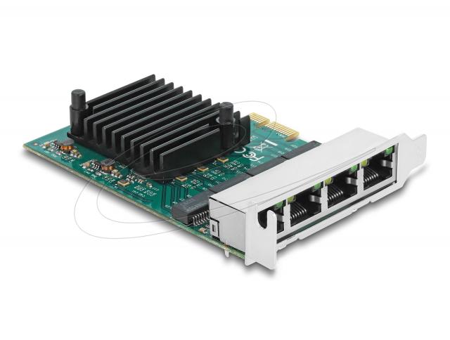 Delock Мрежова карта 4-порта 10/100/1000 Mb, PCI Ex x1, Realtek RTL8111F, Low profile bracket 