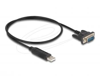 Delock Преходник (адаптер) от USB 2.0 към serial RS-232 DB9 мъжко, 50 cm FTDI