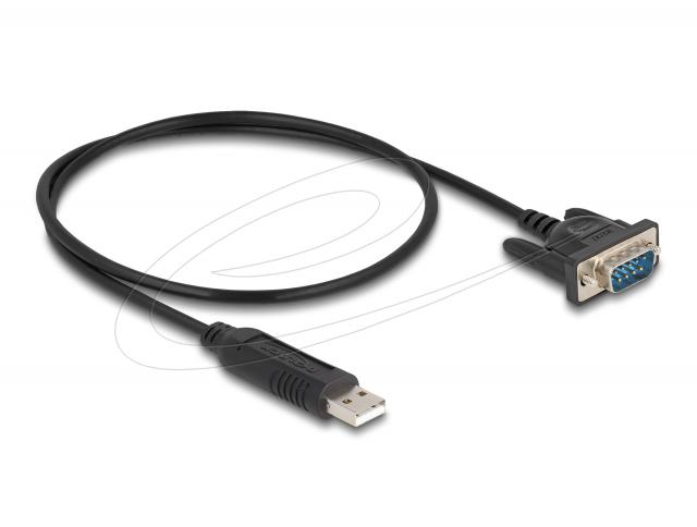 Delock Преходник (адаптер) от USB 2.0 към serial RS-232 DB9 мъжко, 50 cm FTDI 