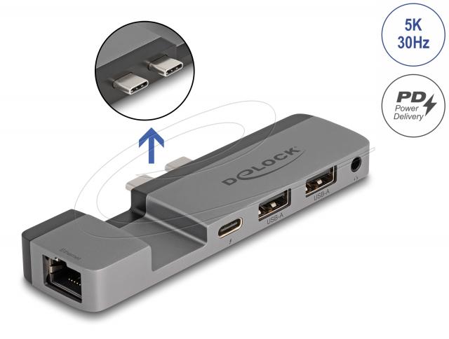 Delock Docking Station for MacBook Pro / MacBook Air Thunderbolt™ 4 with 5K Resolution / 100 W PD / 10 Gbps Hub / LAN / Audio 