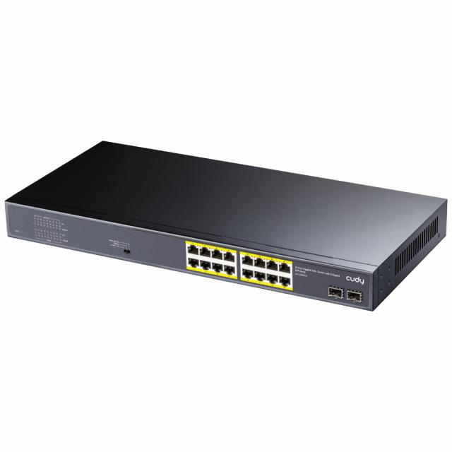 Суич Cudy GS1020PS2, 16 x Gigabit PoE, 2 x Gigabit SFP 