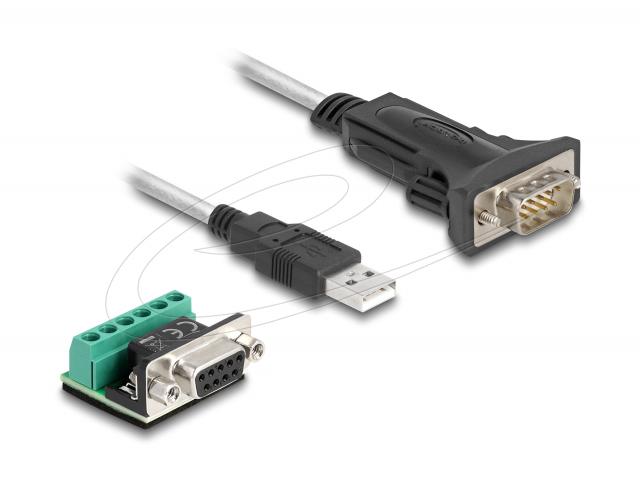 Кабел сериен Delock USB 2.0 Type-A to 1 x Serial RS-422/485 мъжко 6 pin terminal block 5V, 1m 