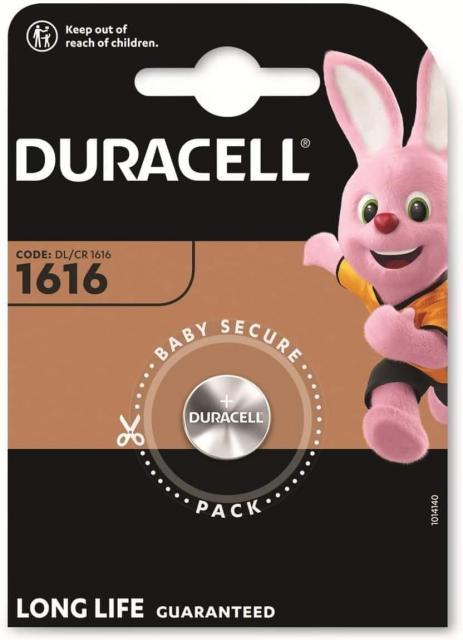 Бутонна литиева батерия DURACELL CR-1616, 3V 