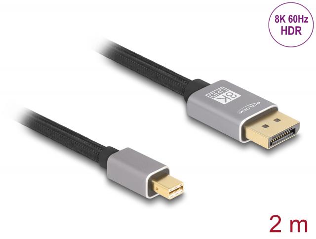 Delock Mini DisplayPort to DisplayPort, 8K, 60 Hz, 2 m 