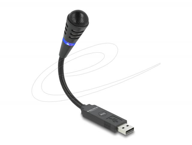 Delock USB Microphone with Gooseneck and Mute Button 