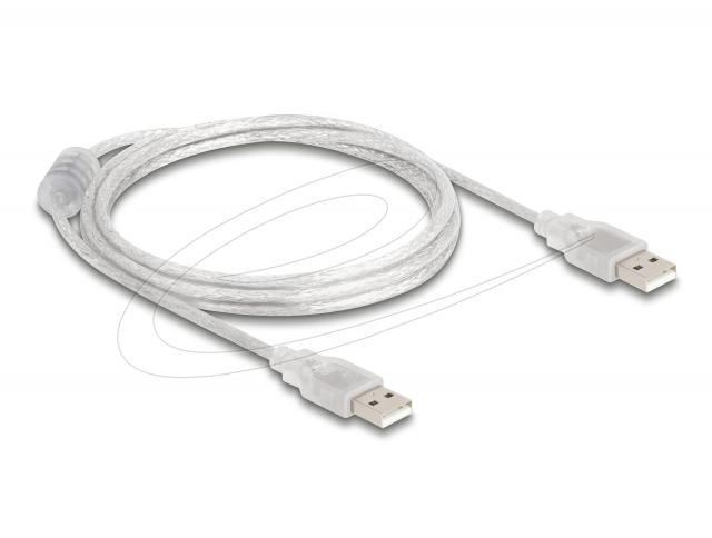 Delock Cable USB 2.0 Type-A male > USB 2.0 Type-A male 1.5 m transparent 