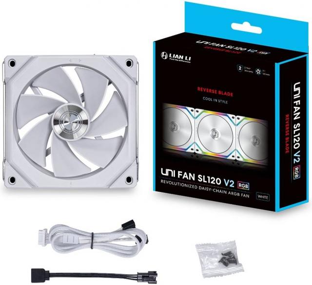 Вентилатор Lian Li Uni Fan SL V2, 120mm, aRGB, Бял 