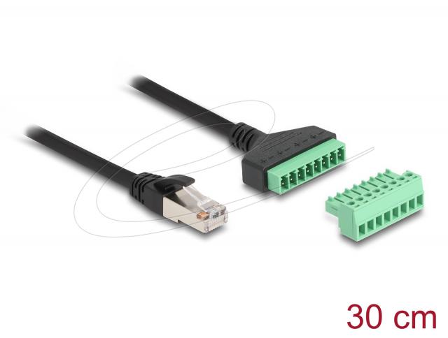 Delock Кабел RJ45 Cat.6 към Terminal Block адаптер, 30 cm, 2-части 