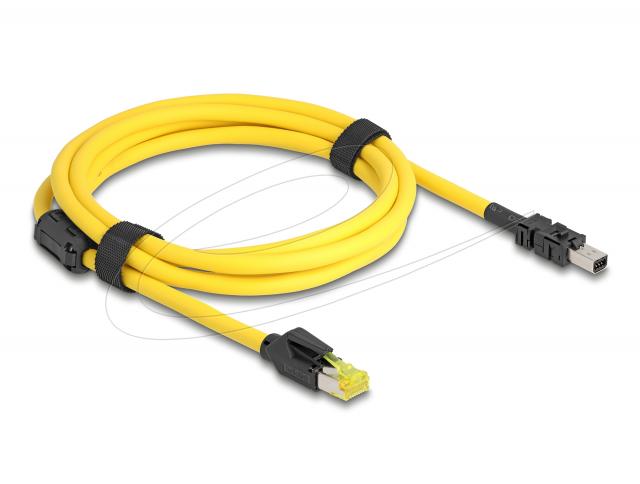 Delock кабел Mini I/O 8-пинов D-образен конектор тип 2 (мъжки) към RJ45 конектор (мъжки), Cat.6, 2 m, жълт 