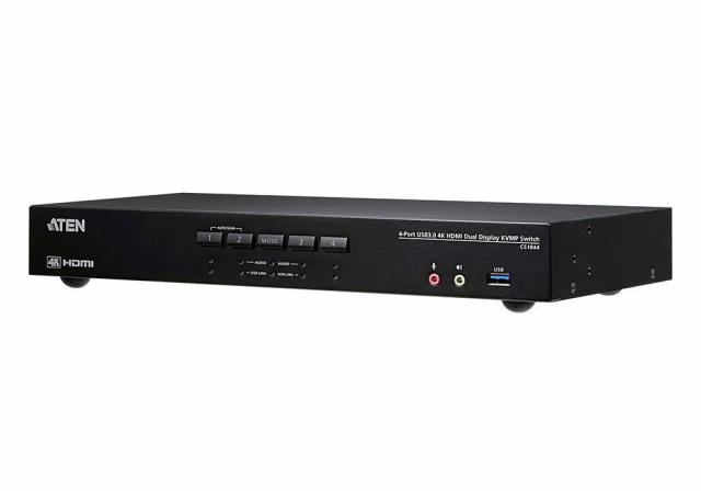 KVM превключвател ATEN CS1844-AT-G, 4 порта USB 3.0, За 2 HDMI монитора 