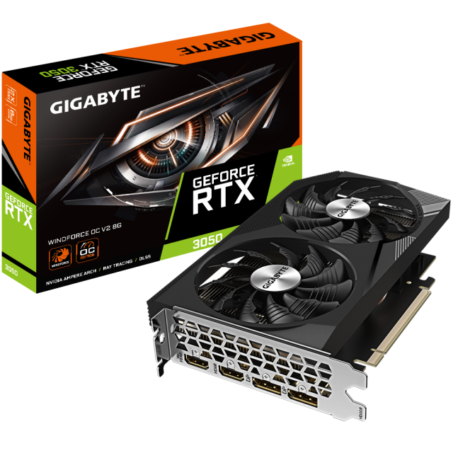 Видео карта GIGABYTE RTX 3050 WINDFORCE V2 OC 8GB GDDR6 