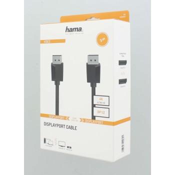 Кабел HAMA 200697, DisplayPort мъжко - DisplayPort мъжко, 3 m, Ultra-HD 4K, Двойно-екраниран, Черен 