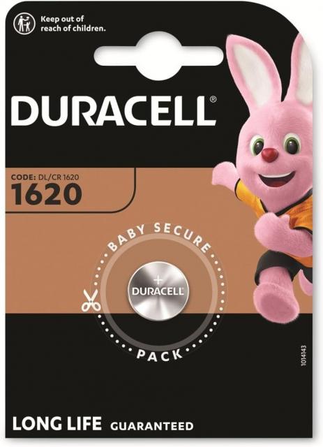 Бутонна батерия DURACELL CR-1620, 3V, Литиева  