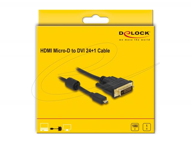 Delock HDMI cable Micro-D male to DVI D 