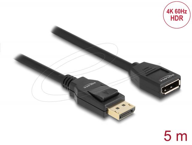 Delock Удължителен кабел DisplayPort 1.2, 4K, 60 Hz, 5 m 