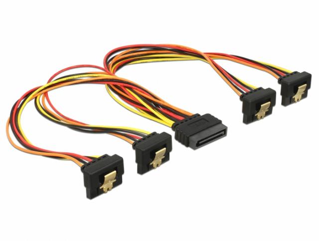 Delock Cable SATA 15 pin power plug with latching function > SATA 15 pin power receptacle 4 x down 30 cm 