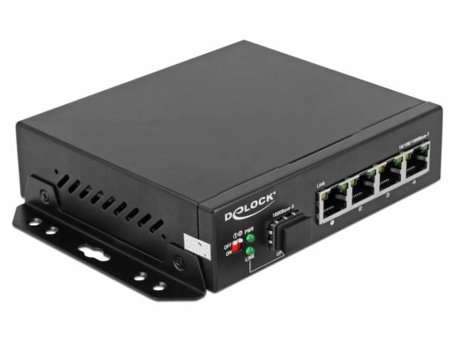 Суич DeLock, 4 Port + 1 SFP, 10/100/1000 Mb/s 