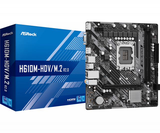 Дънна платка ASRock H610M-HDV/M.2 R 2.0, LGA1700, DDR4, mATX 