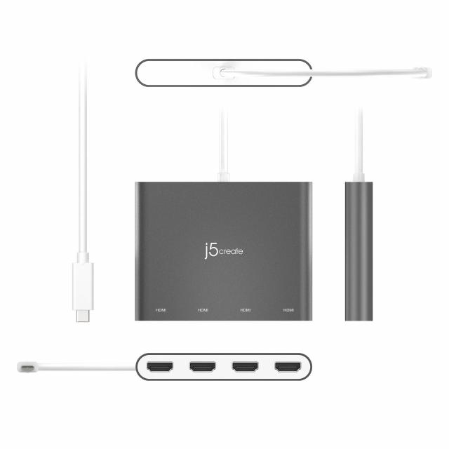 Адаптер j5create JCA366, За 4 монитора, USB-C - 4 x HDMI 