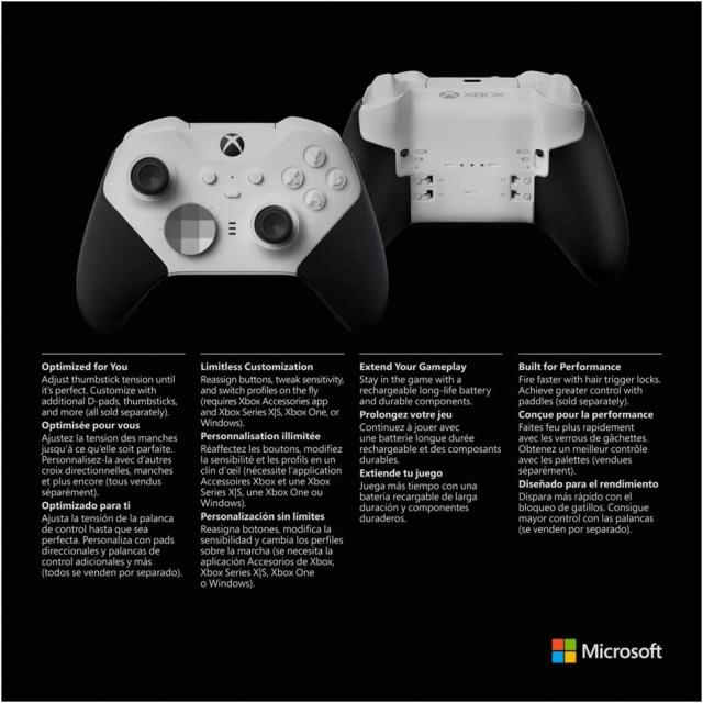 Геймърски контролер Microsoft, За Xbox, Безжичен, Series 2 Core, Бял 