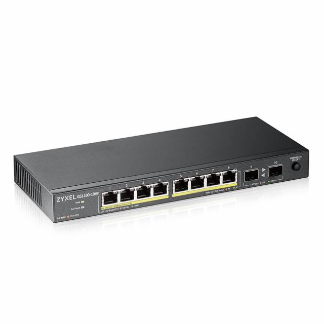 Switch ZYXEL GS1100-10HP, 8 ports, Gigabit, PoE, 2xSFP 