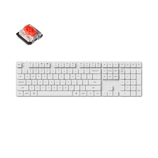 Mechanical Keyboard Keychron K5 Pro White QMK/VIA Full-Size Low-Profile Gateron Red Switches RGB Backlight 