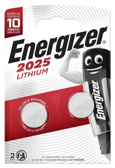 Бутонна батерия литиева ENERGIZER CR2025, 3V, 2 бр. в блистер 