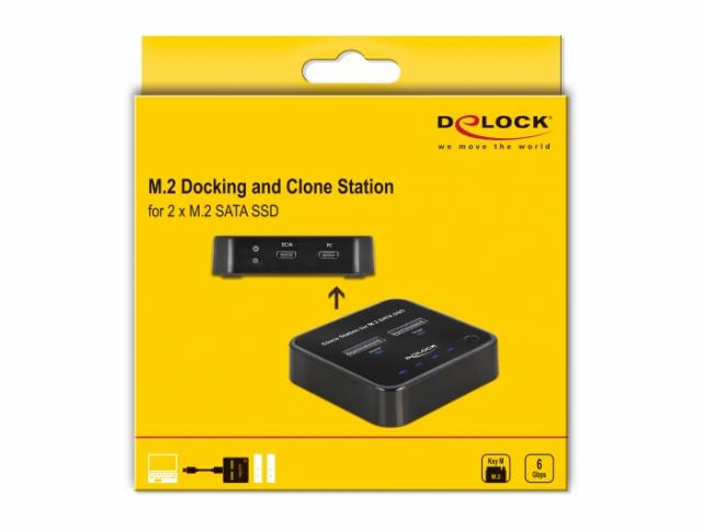 Докинг станция Delock M.2, 2 x M.2 SATA SSD, Клониране 