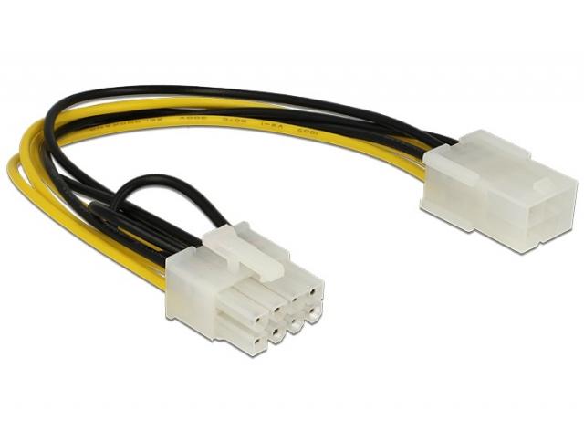 Кабел DeLock PCI Express power 6 pin женско > PCI Express 8 pin, 20 cm 