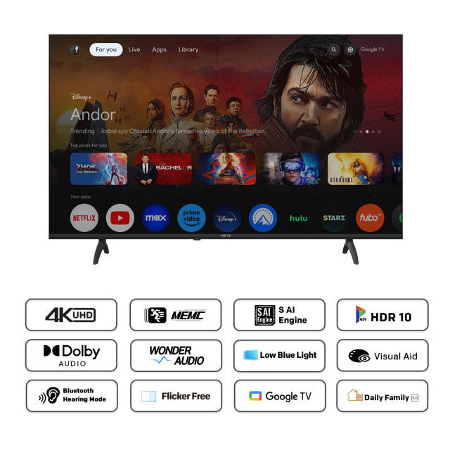METZ TV 60" 60MUF7000Z UHD 4K LED Google TV, Клас E 