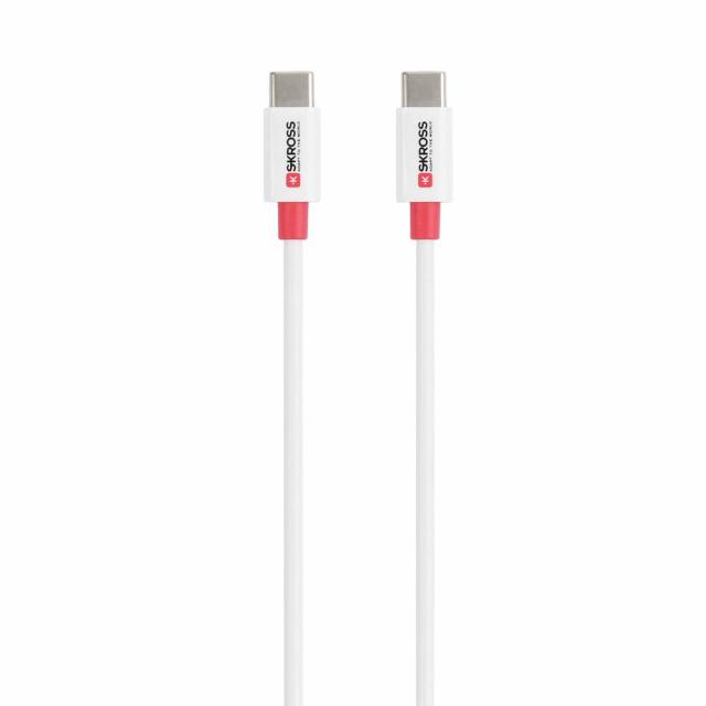 Кабел Skross, USB-C - USB-C 2.0 мъжко, 0.15 м, Бял 