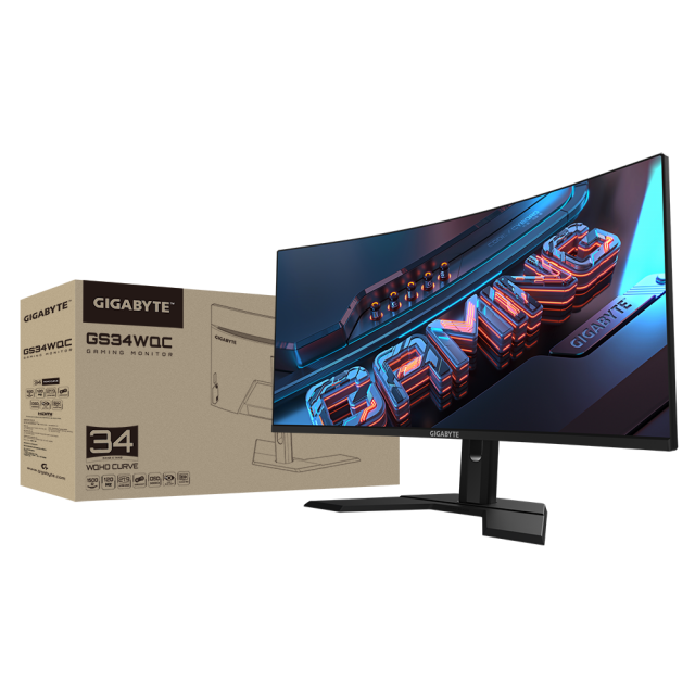 Gaming Monitor Gigabyte GS34WQC, 34" SS VA WQHD 3440x1440, Curved 1500R, 135Hz, 1ms, HDR Ready 