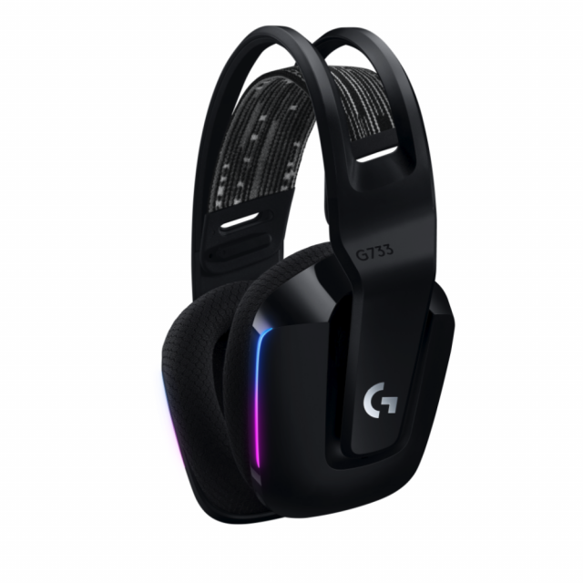 Геймърски слушалки Logitech G733 Lightspeed Wireless RGB, Микрофон, Черни 