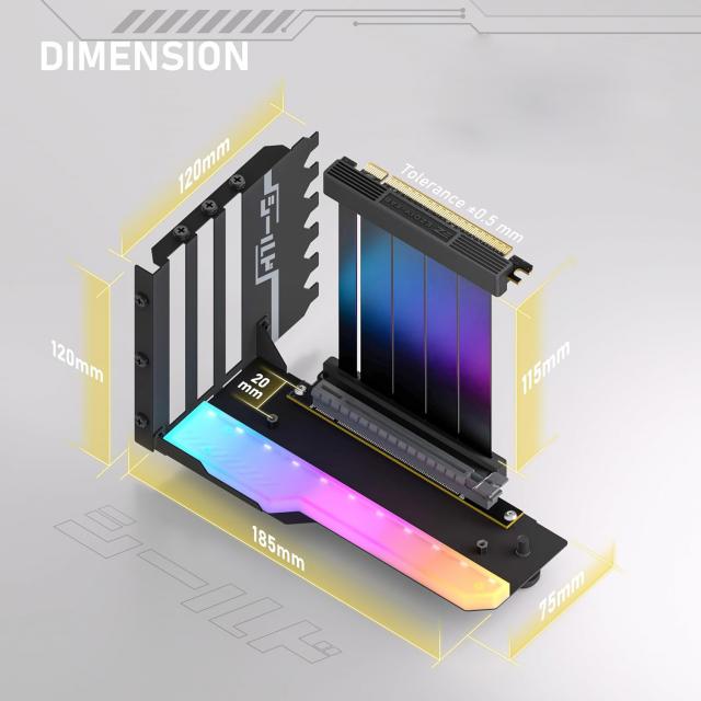 Брекет за вертикален монтаж на GPU EZDIY-FAB RGB PCIe 4.0 Riser Cable 90° 