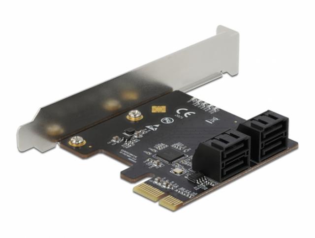 Карта Delock, PCI Express x1 към  4 port SATA, Low Profile 