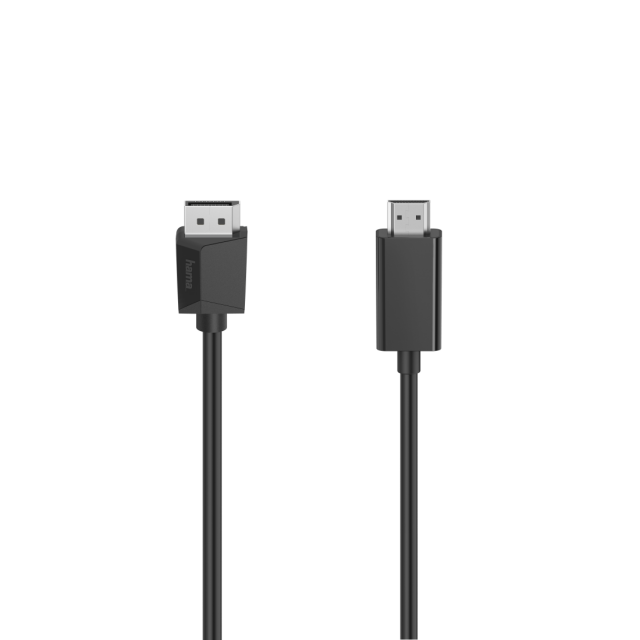 Кабел HAMA 200712, DisplayPort v.1.2 мъжко - HDMI мъжко, Ultra-HD, 4K, 1.5м, Черен 