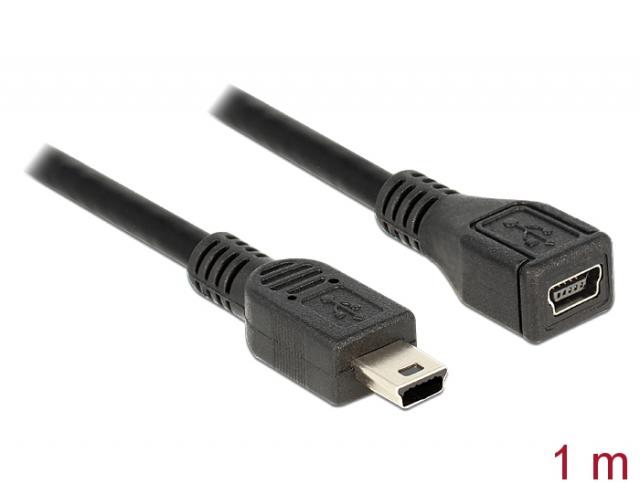 Удължителен кабел DeLock, USB-B женско - USB-B мъжко, USB 2.0, 1 м 