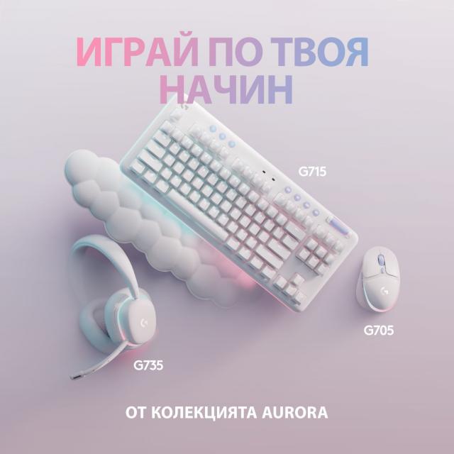 Геймърски слушалки Logitech, G735 RGB, Безжични, Bluetooth, Микрофон, Бели 